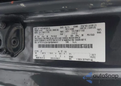 2016 Ford F-150 Xl from USA, damaged, VIN 1FTEX1C81GFB09051
